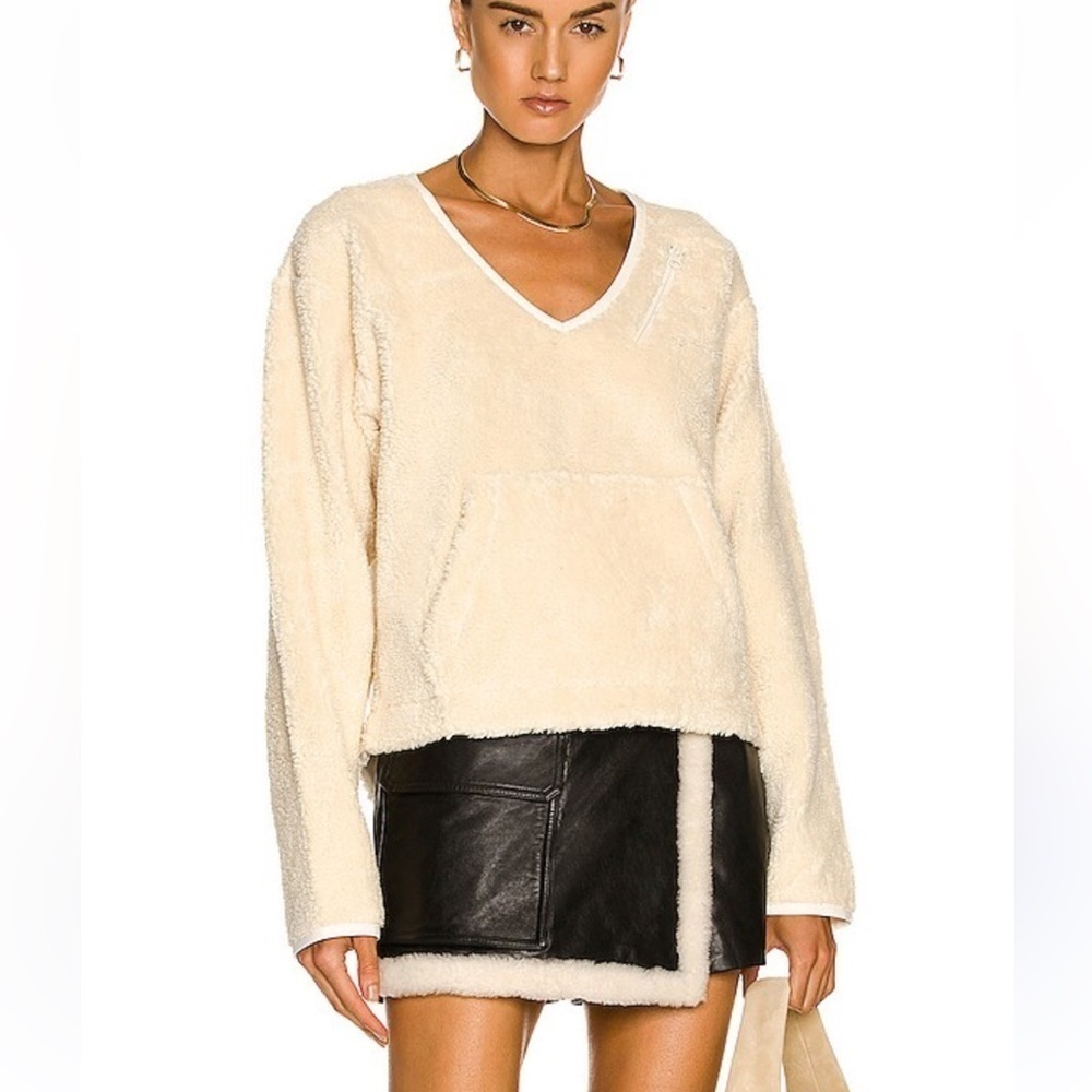 Helmut Lang vneck Sherpa shaggy pullover sweater cream cream size xs
